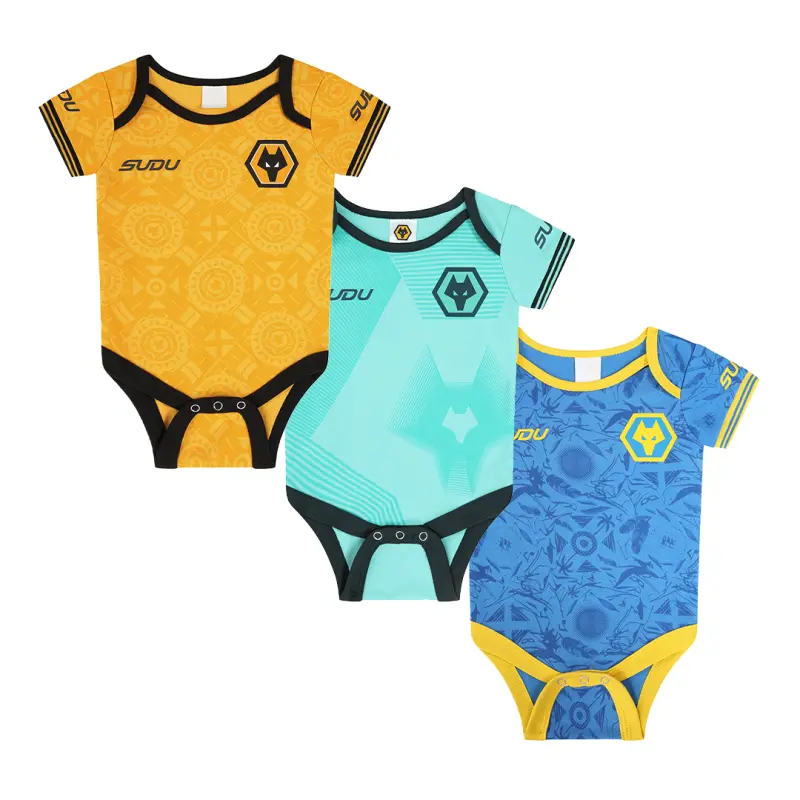Wolves Kits Shop | Official 2025-26 Kit Bodysuit Set – 3 Pack Wolverhampton Wanderers Apparel